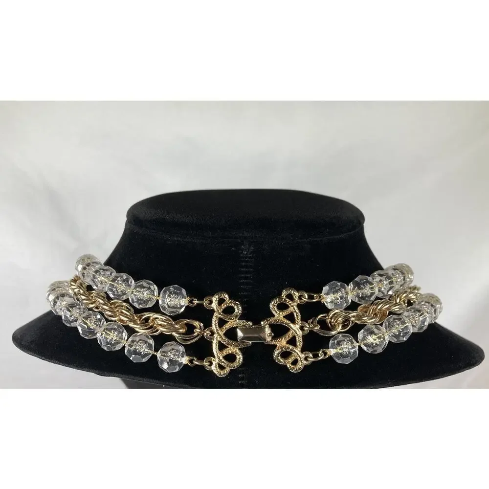 Vintage 1976 SARAH COVENTRY Golden Ice 3 Strand Necklace Lucite Bubble Beads